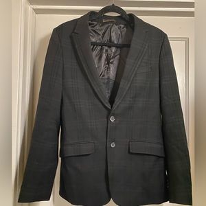 Zara Man Black Gingham Checker Pattern Cotton Wool Blend blazer suit jacket